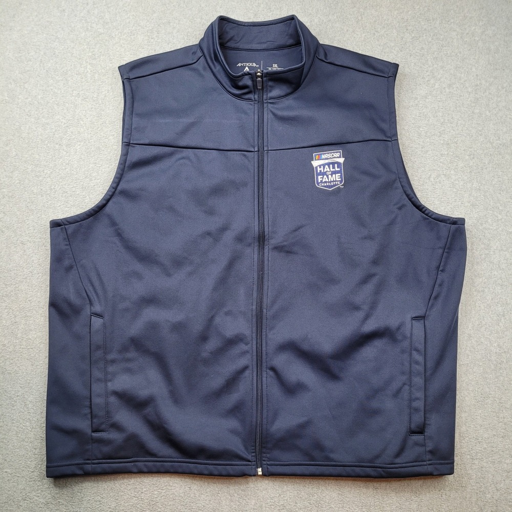 Antigua NASCAR Hall of Fame Charlotte Vest Mens 3XL Navy Blue Full Zip Fleece